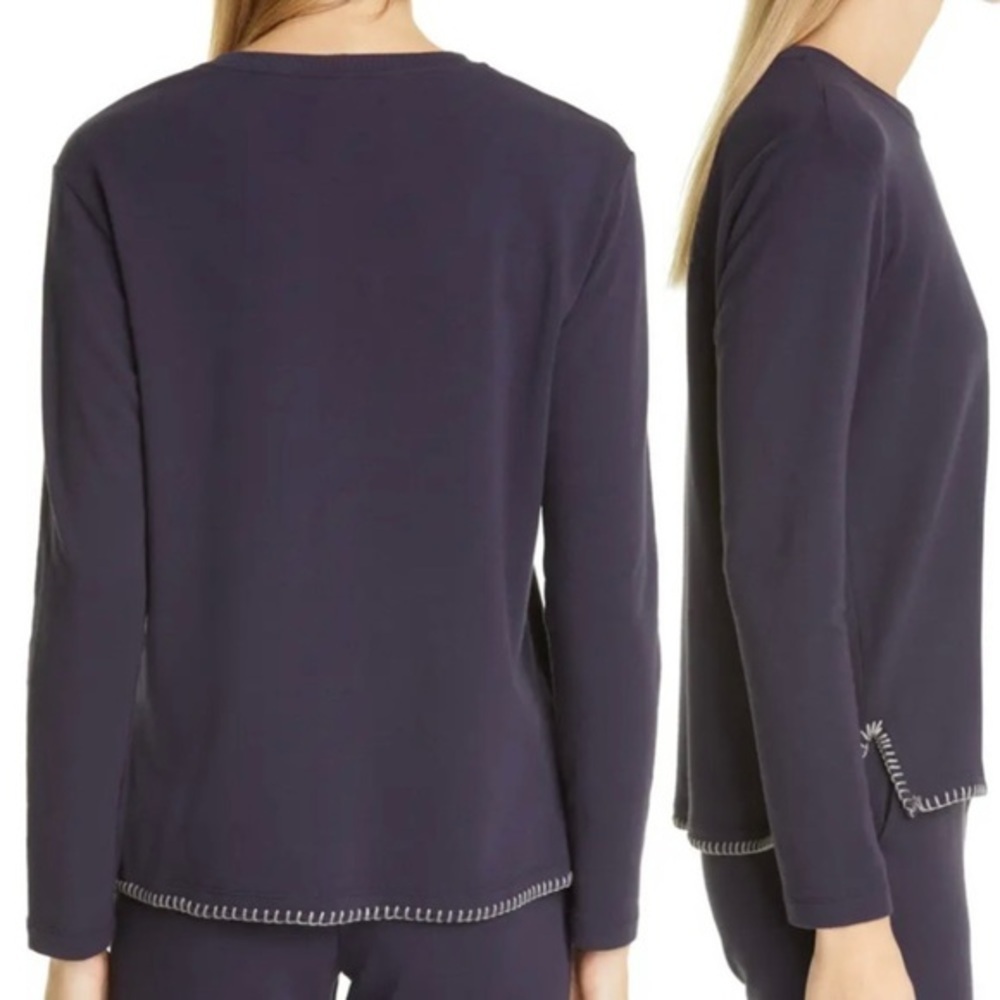 L'AGENCE Christy Contrast Stitch Top in Midnight Size M - Picture 2 of 9